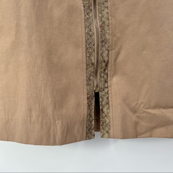 Iman brown safari front zipper dress  long sleeve M animal print trim - Picture 6 of 10